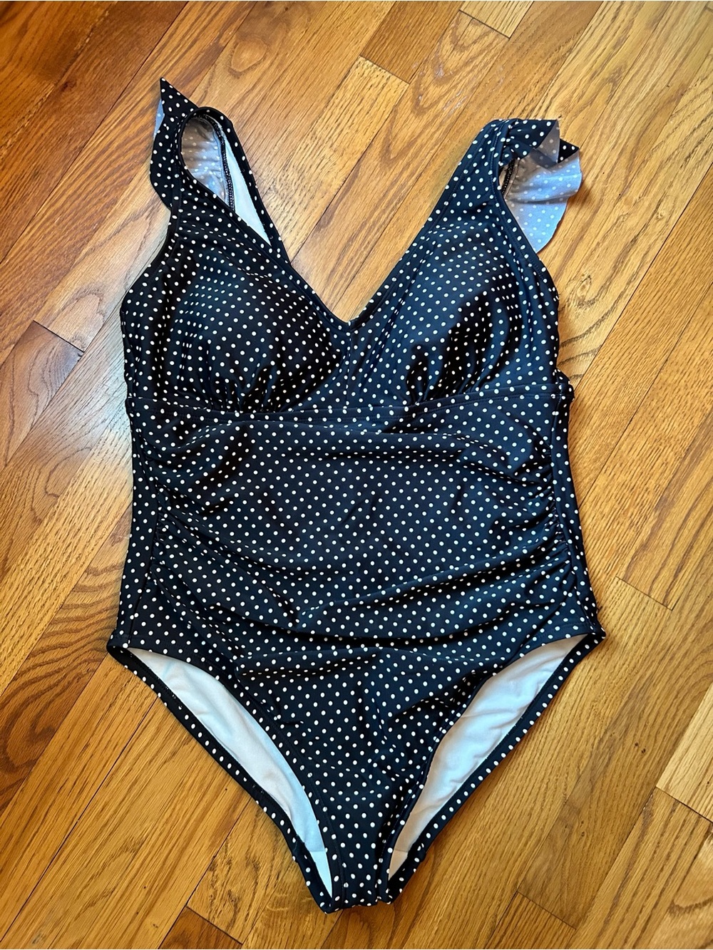 Black One-Piece with White Polka Dots size 16
